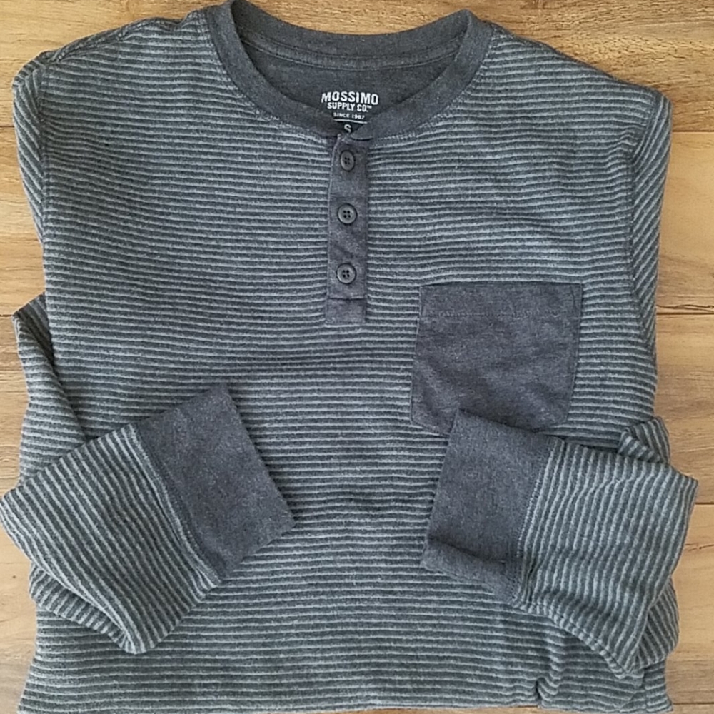 Grey Long Sleeved Henley Top
